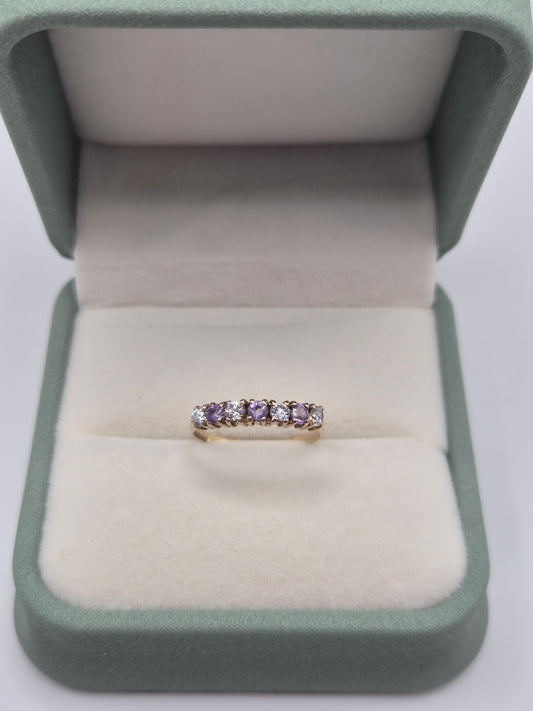 9ct gold amethyst and cz ring