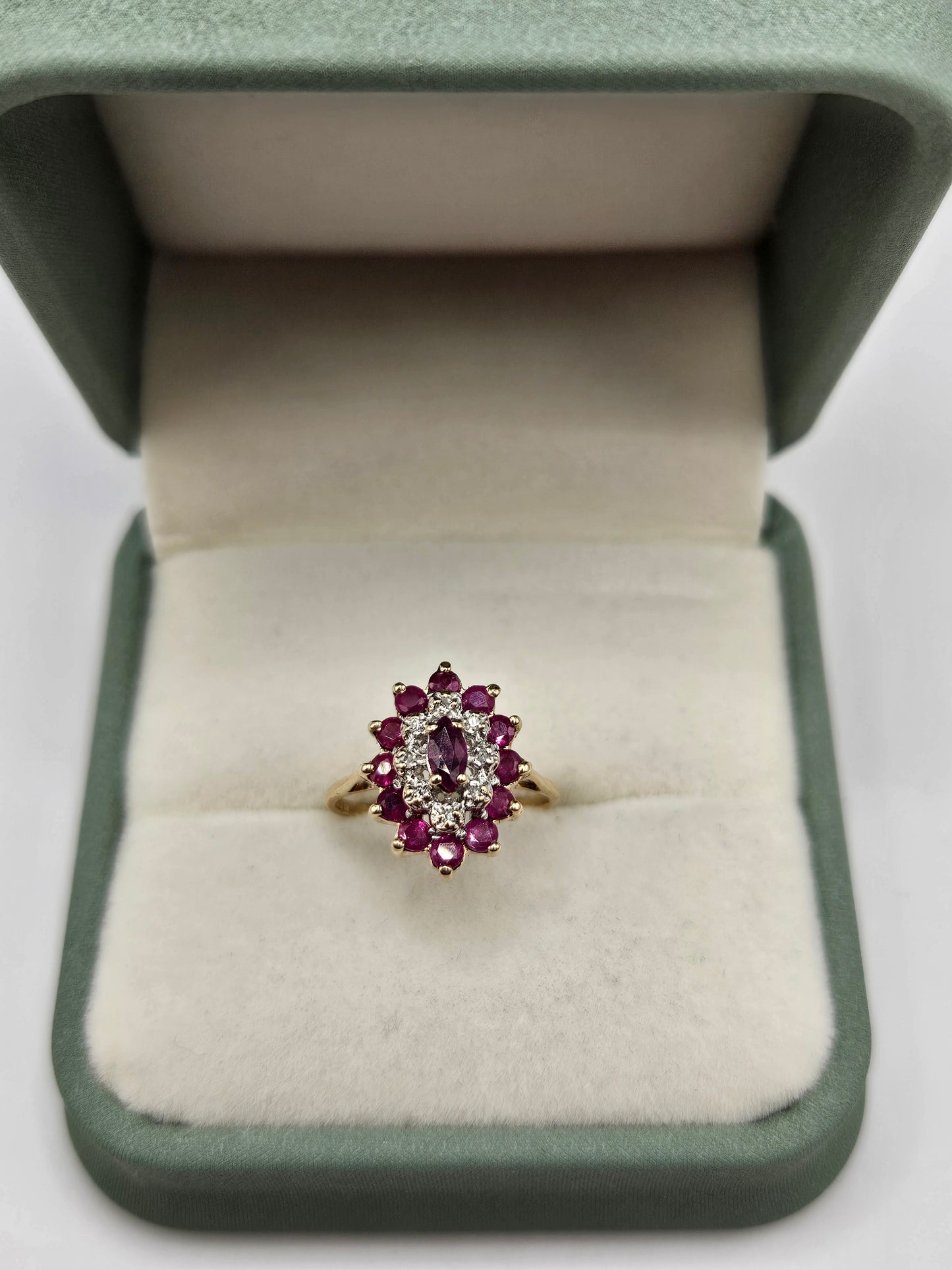 9ct gold ruby and diamond ring