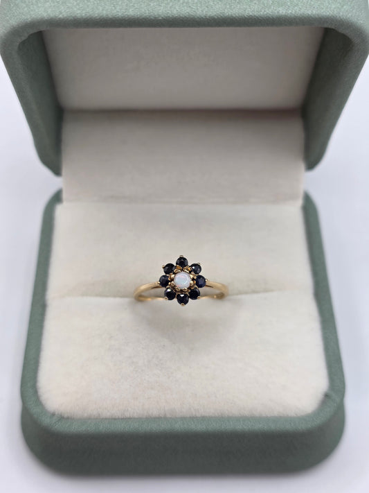 9ct gold opal and sapphire ring