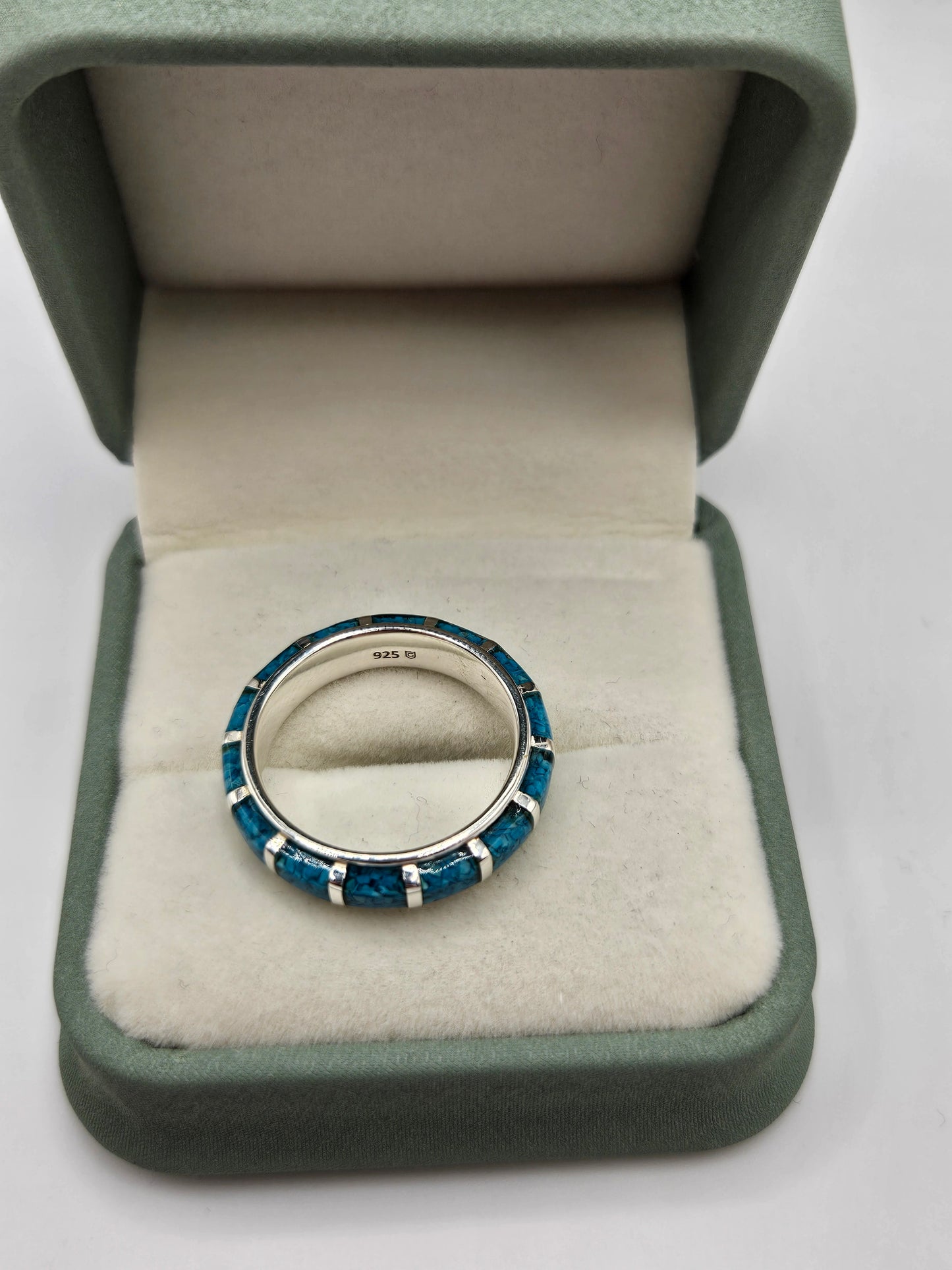 Silver turquoise eternity ring