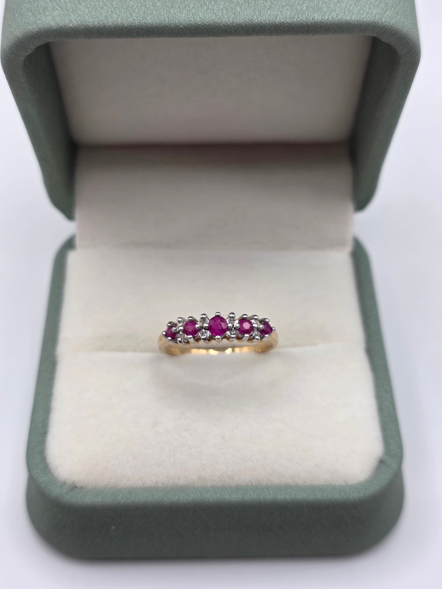 9ct gold ruby and diamond ring