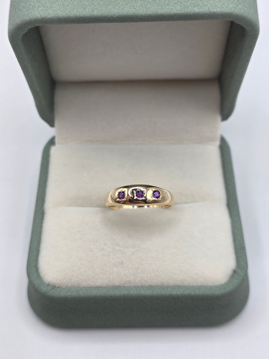 9ct gold amethyst gypsy ring