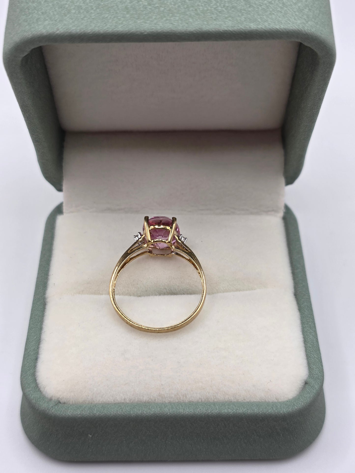 9ct gold pink topaz and diamond ring