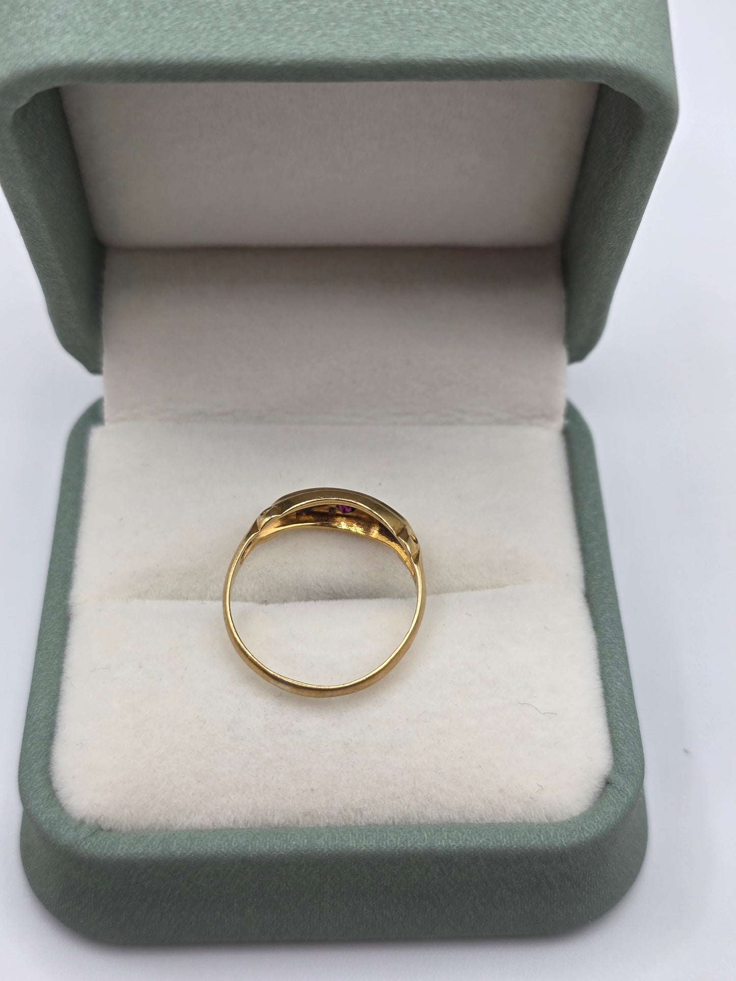 Antique 18ct gold ruby and diamond gypsy ring