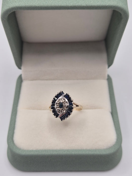 9ct gold sapphire and diamond ring