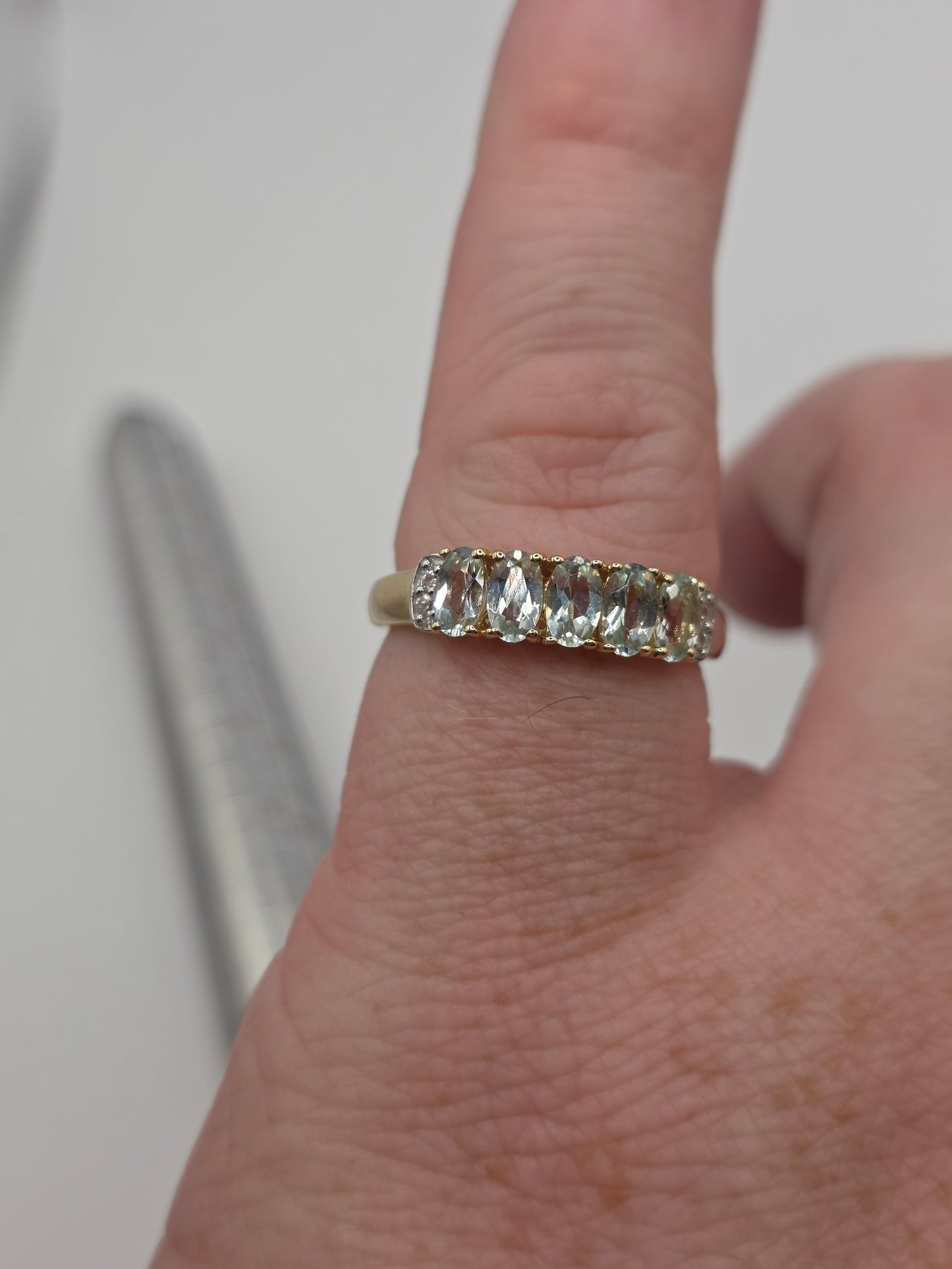 9ct gold tourmaline and diamond ring