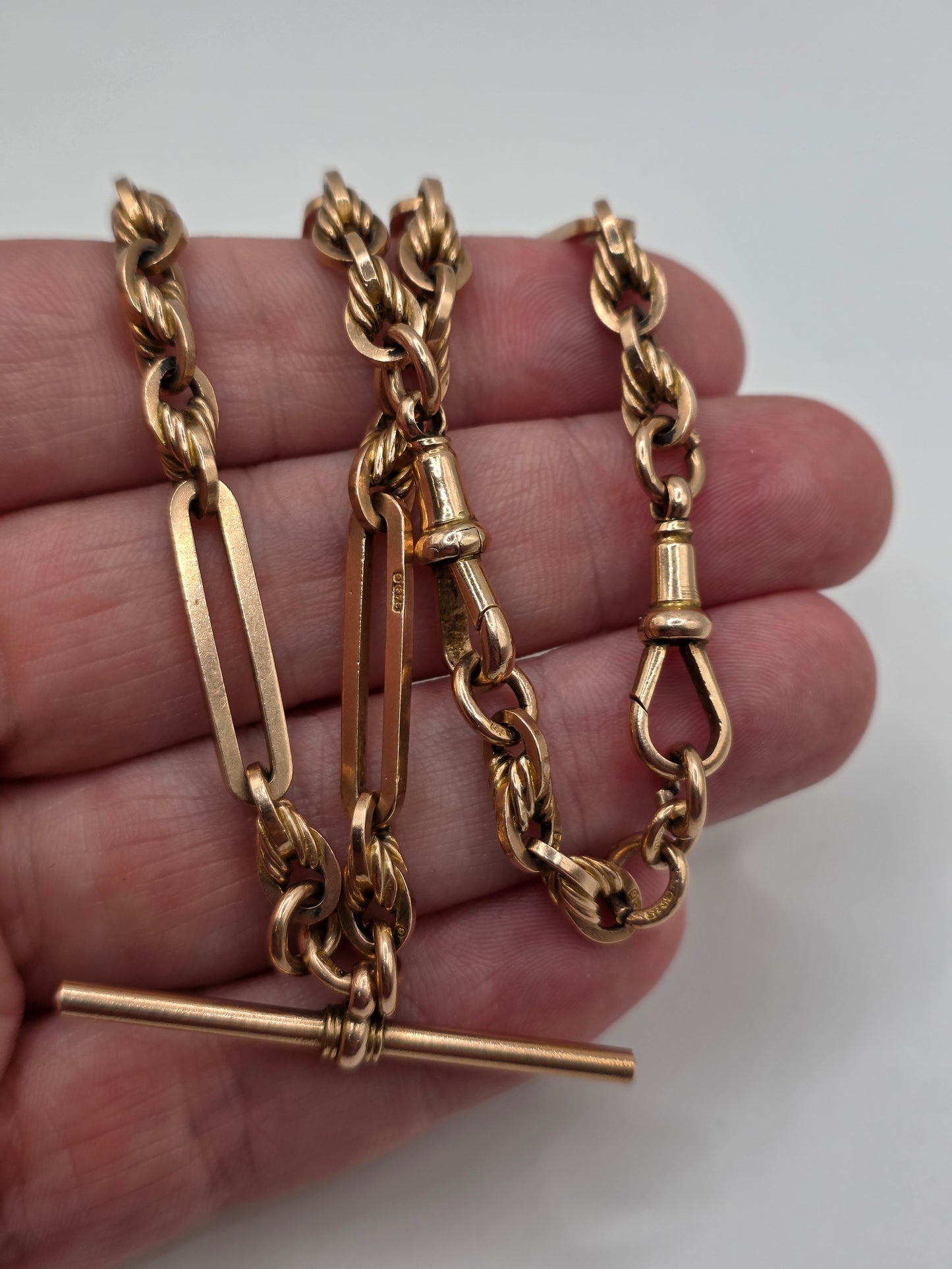 Very heavy Antique 9ct rose gold albert chain (88)