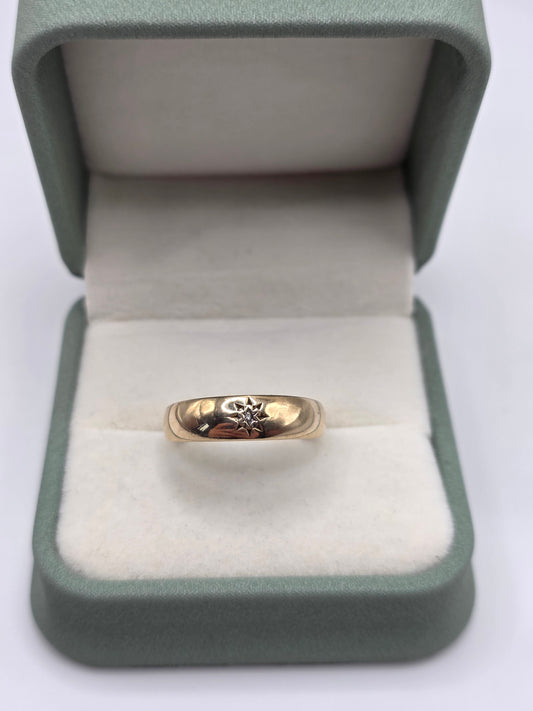 9ct gold diamond gypsy ring
