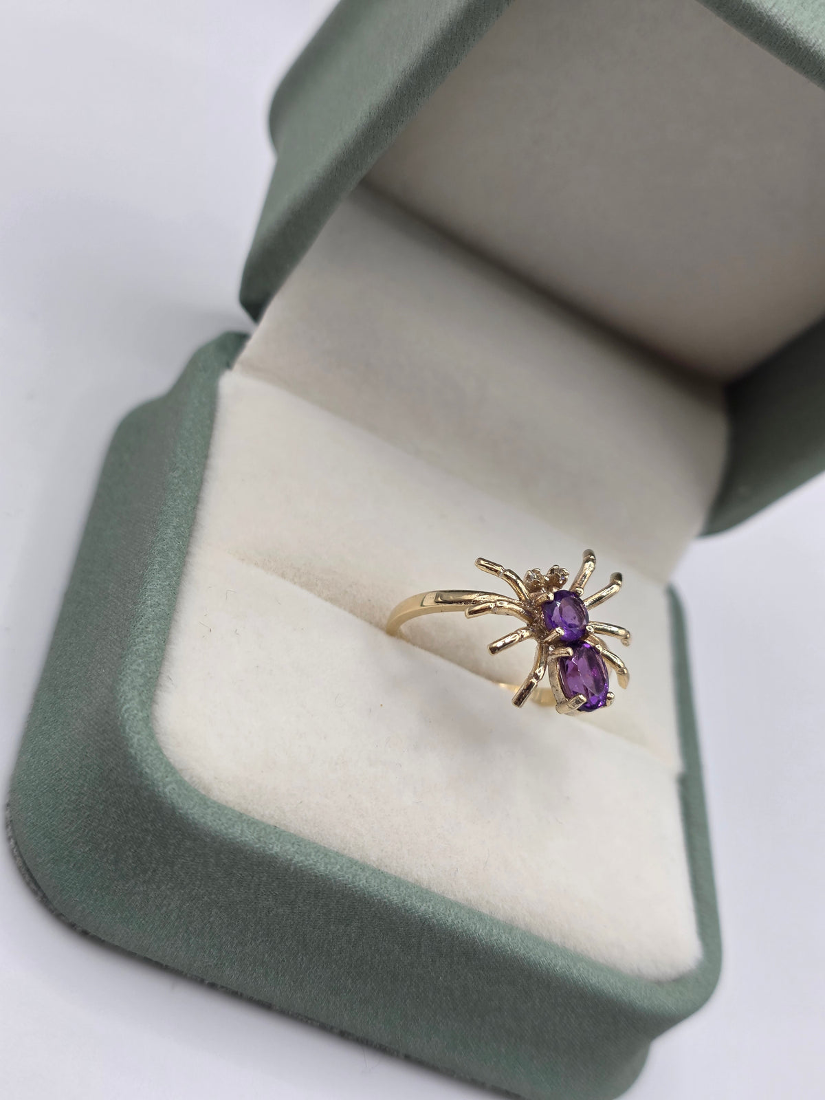 9ct gold amethyst and diamond spider ring