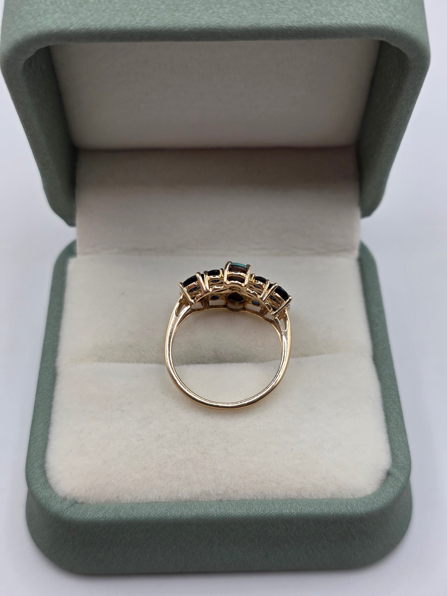 9ct gold opal doublet and sapphire ring