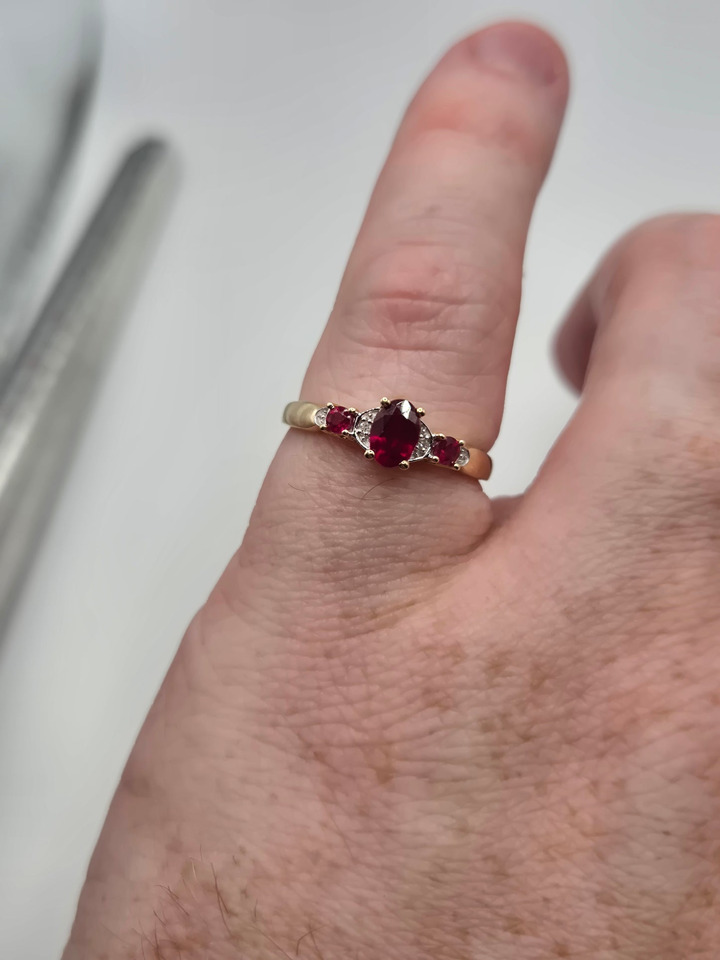 9ct gold ruby and diamond ring