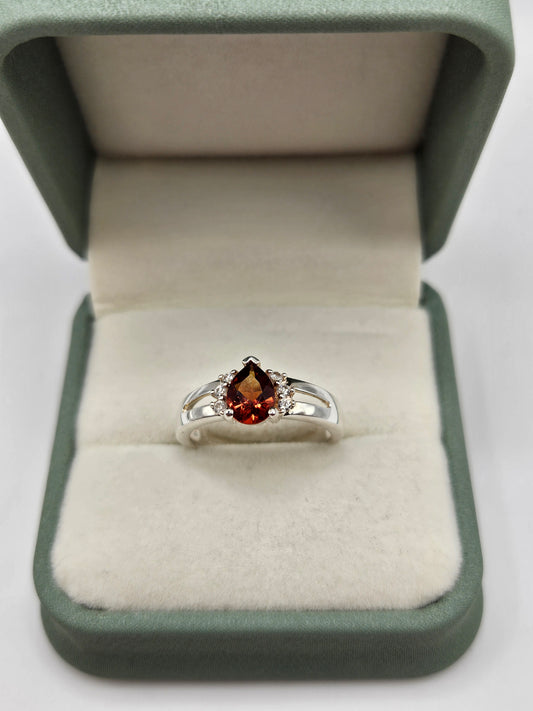 Silver garnet ring