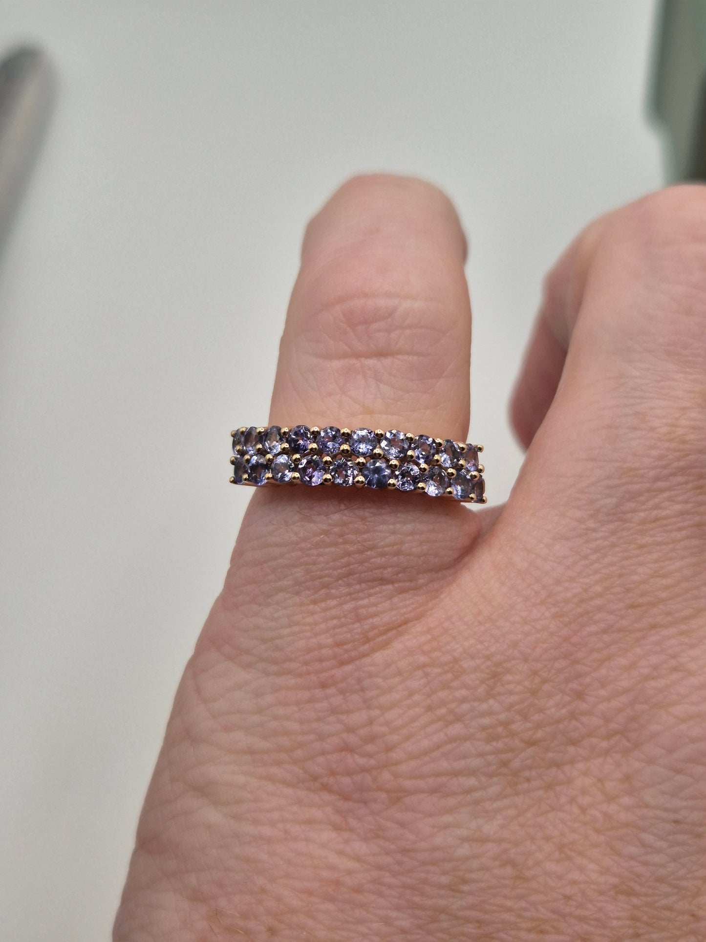 9ct gold tanzanite cluster ring