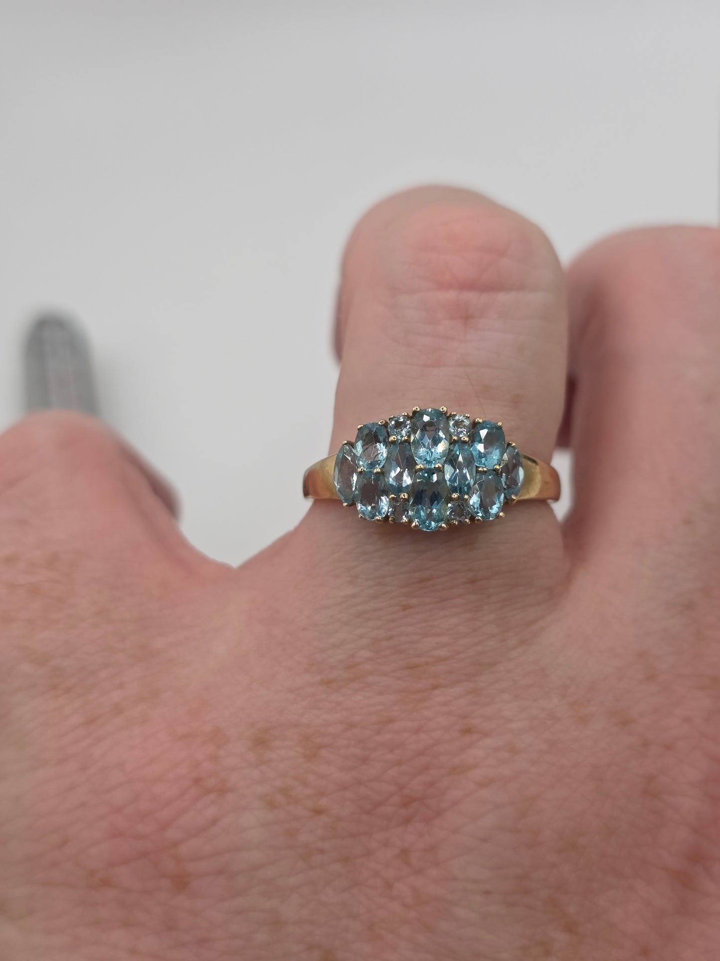 9ct gold blue gemstone ring