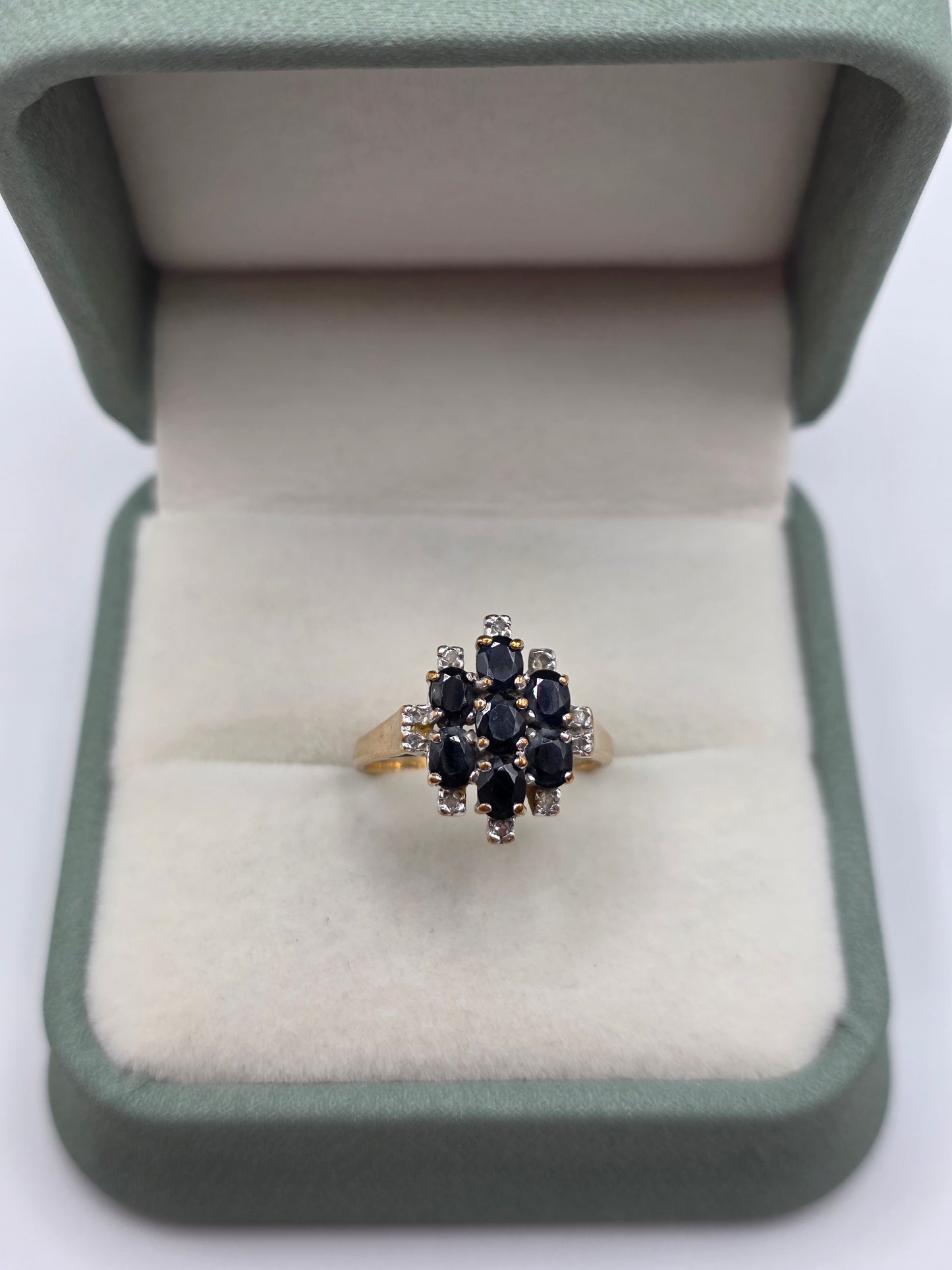 9ct gold sapphire and diamond ring