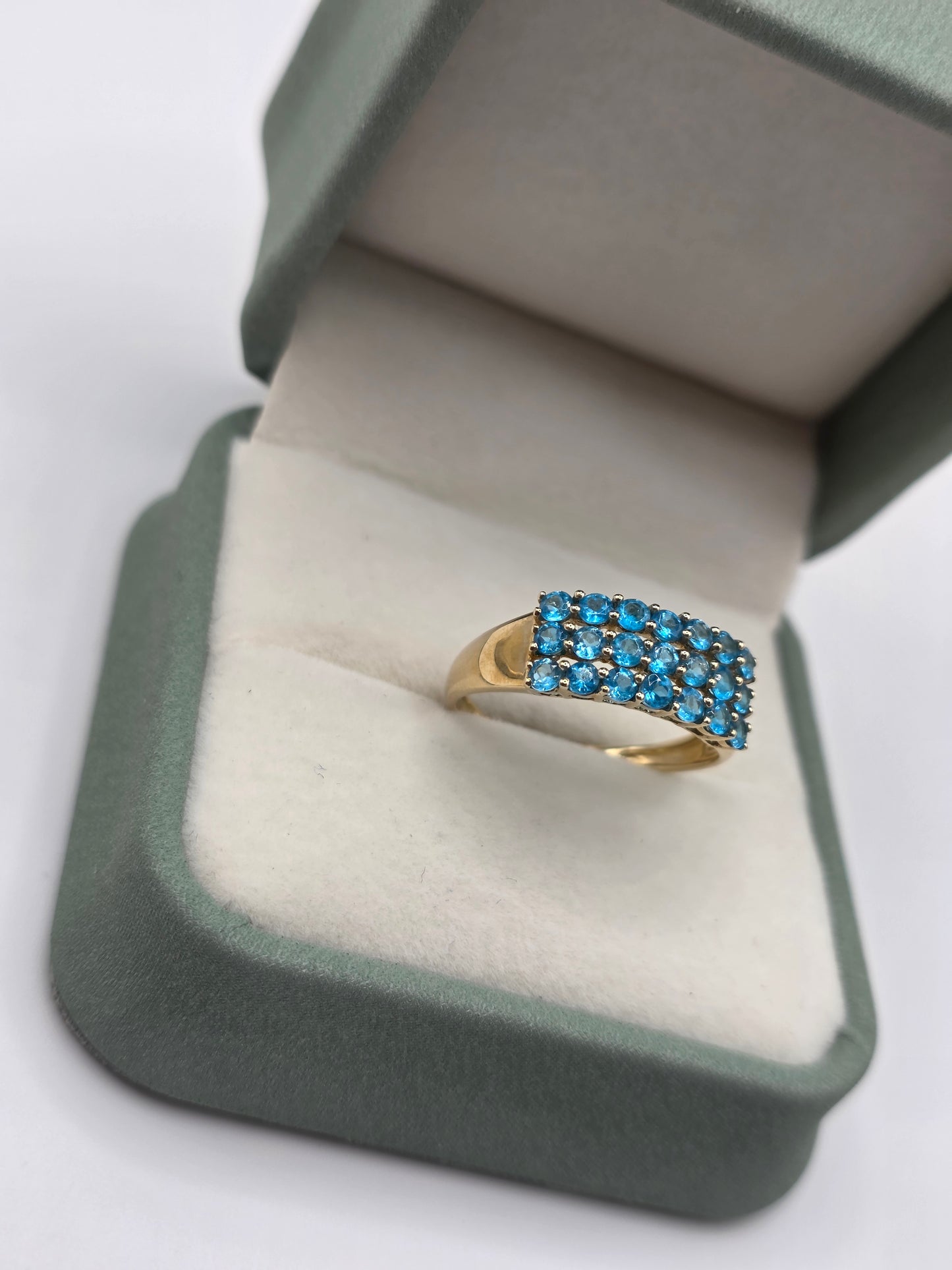 9ct gold blue zircon ring