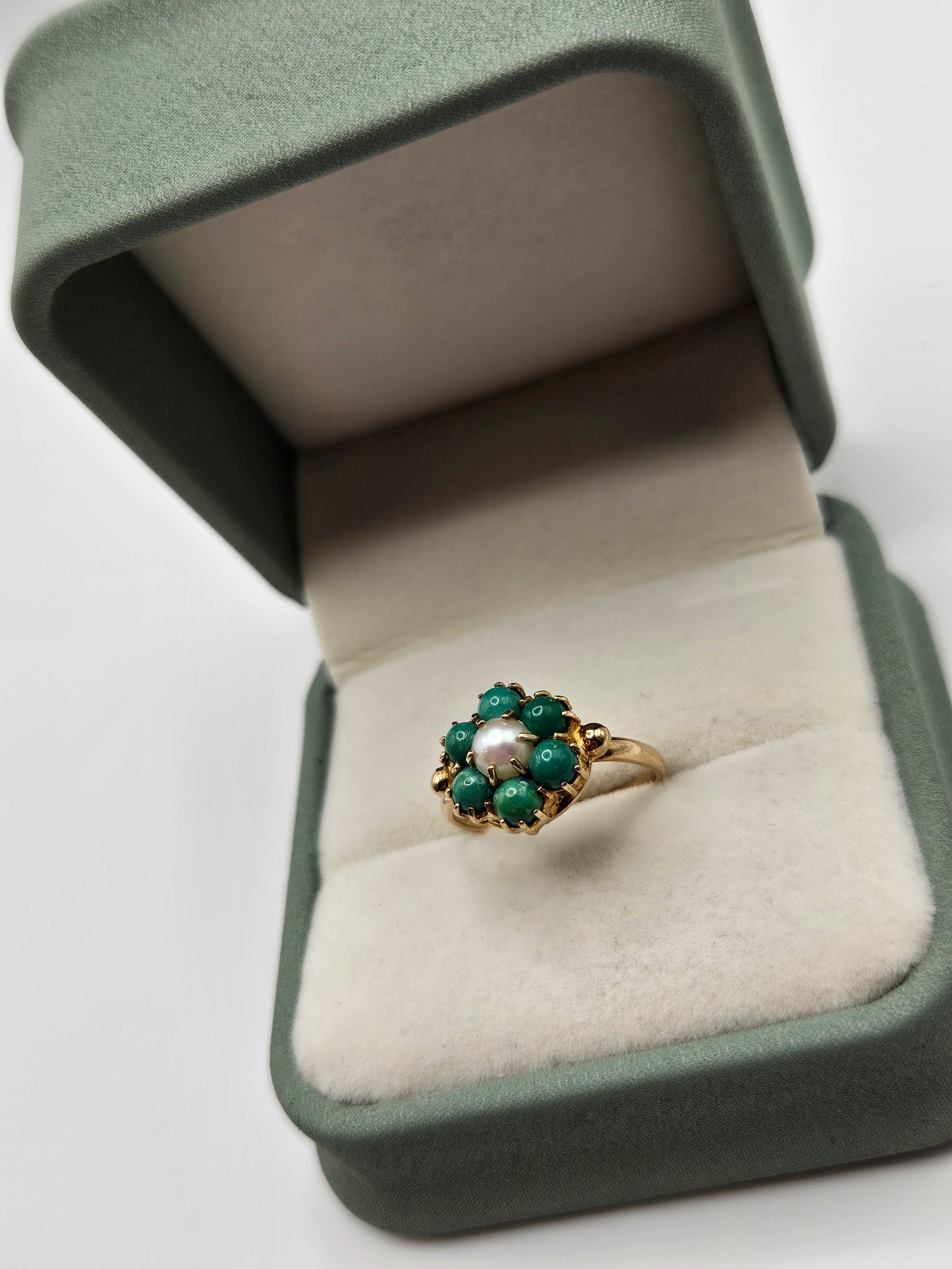 9ct gold turquoise and pearl ring