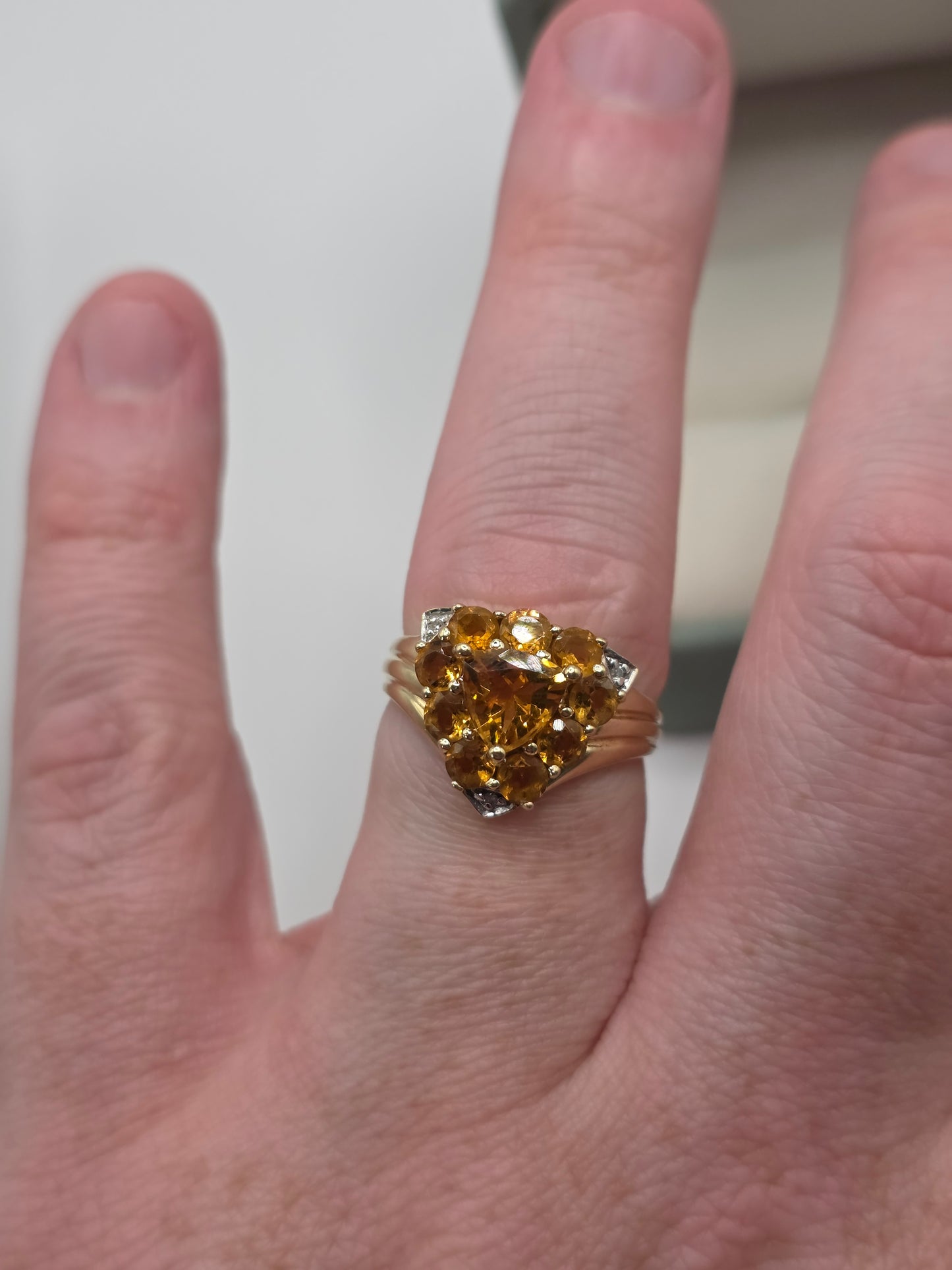 9ct gold citrine and diamond ring