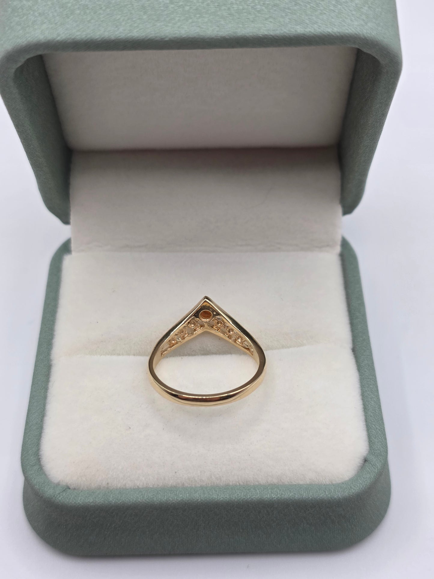 9ct gold coral wishbone ring
