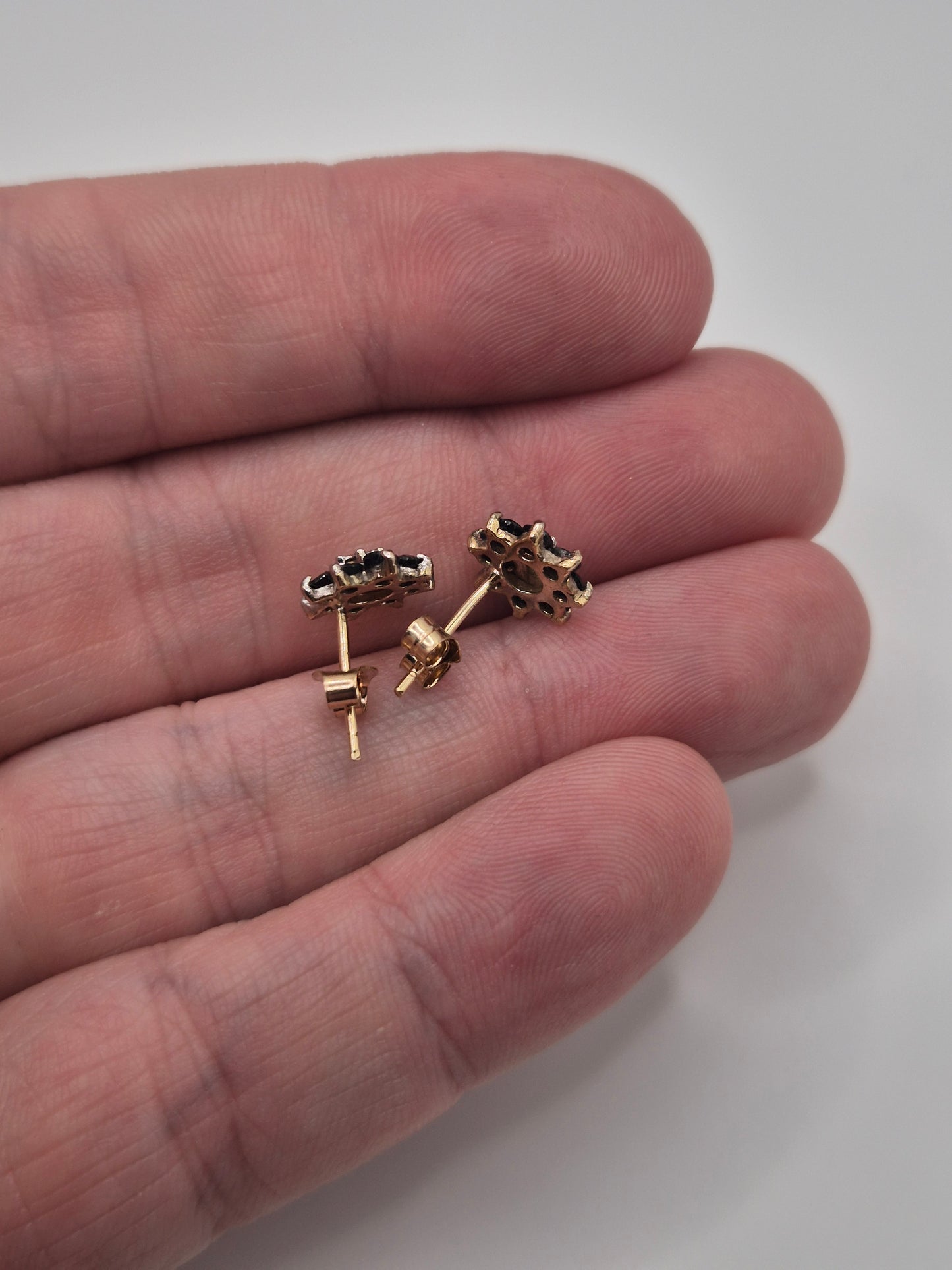 9ct gold sapphire and diamond earrings
