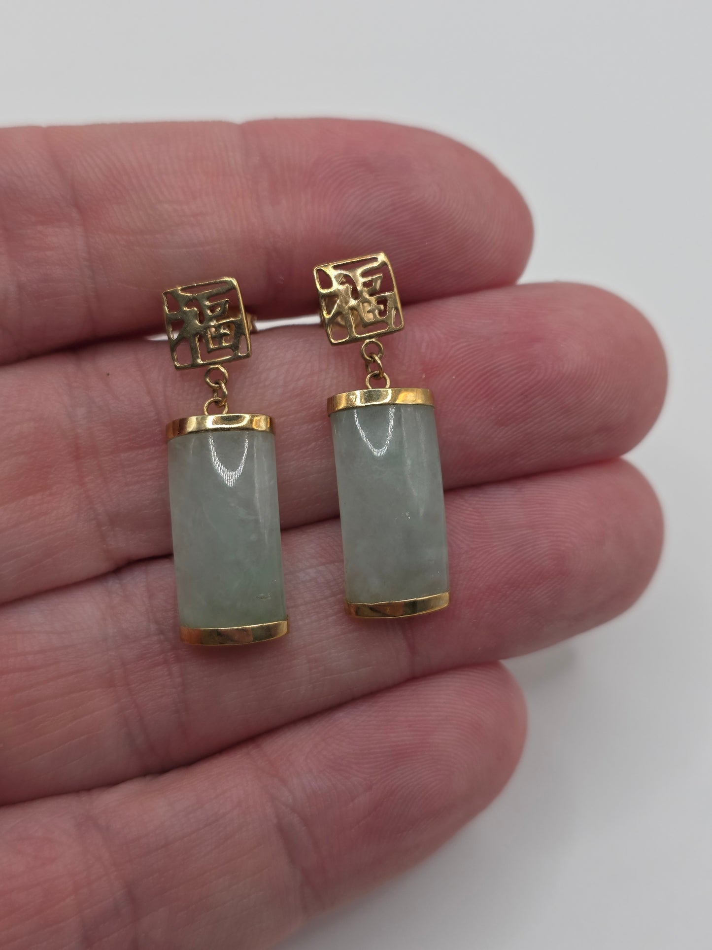 9ct gold jade earrings