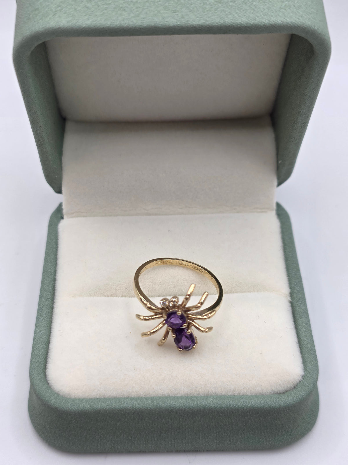 9ct gold amethyst and diamond spider ring