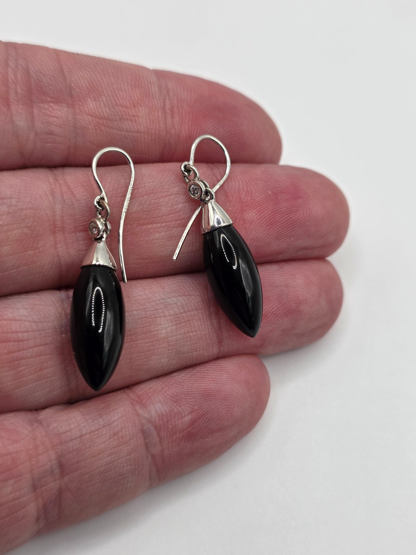9ct gold onyx and diamond earrings