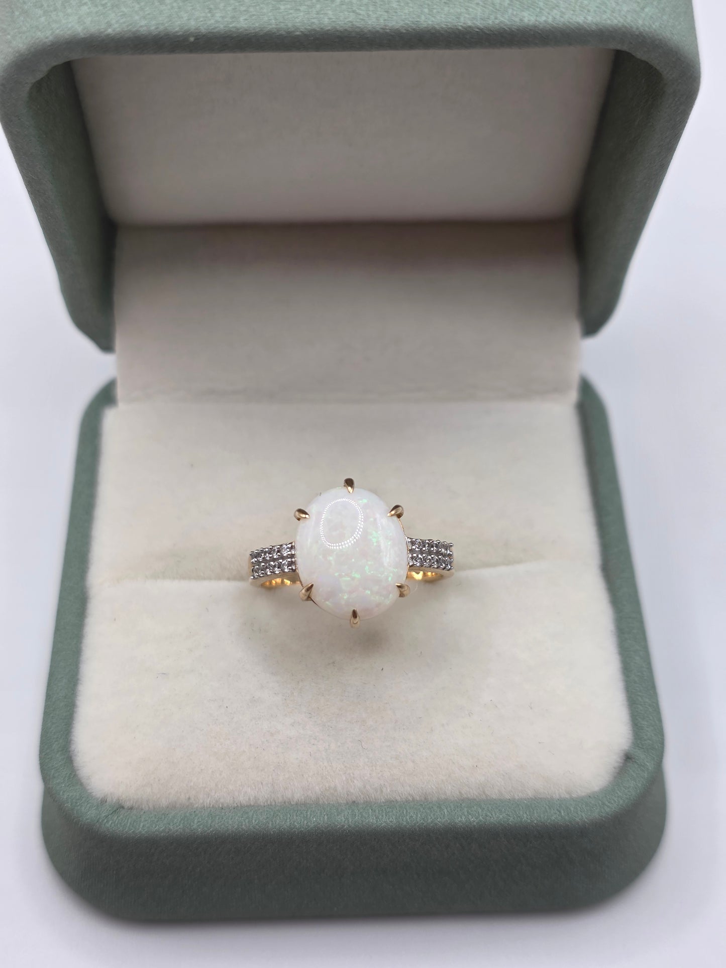 9ct gold opal and zircon ring