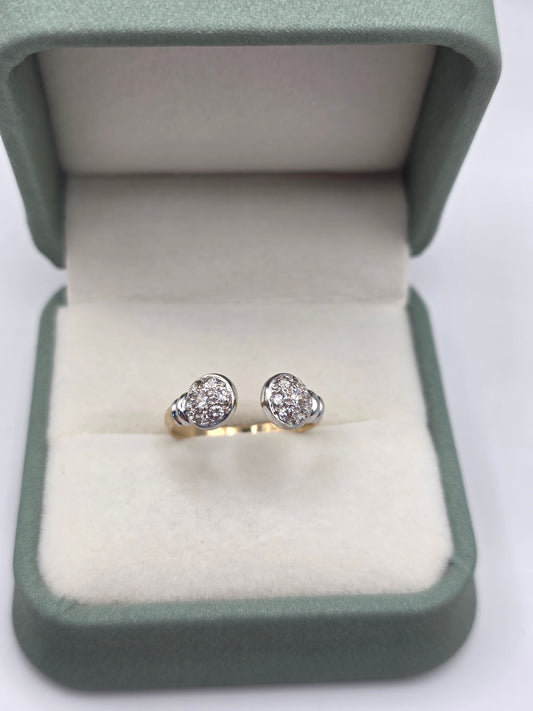 9ct two tone gold cz torque ring