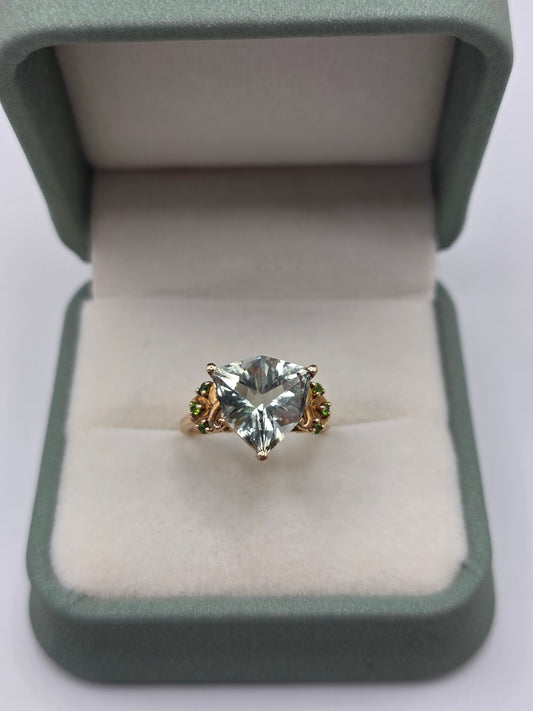 9ct gold green amethyst ring