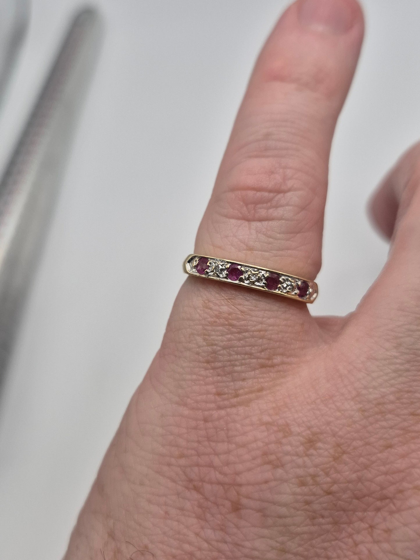 9ct gold ruby and diamond ring