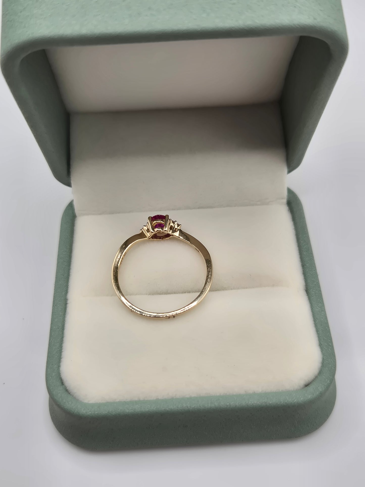 9ct gold ruby and diamond ring