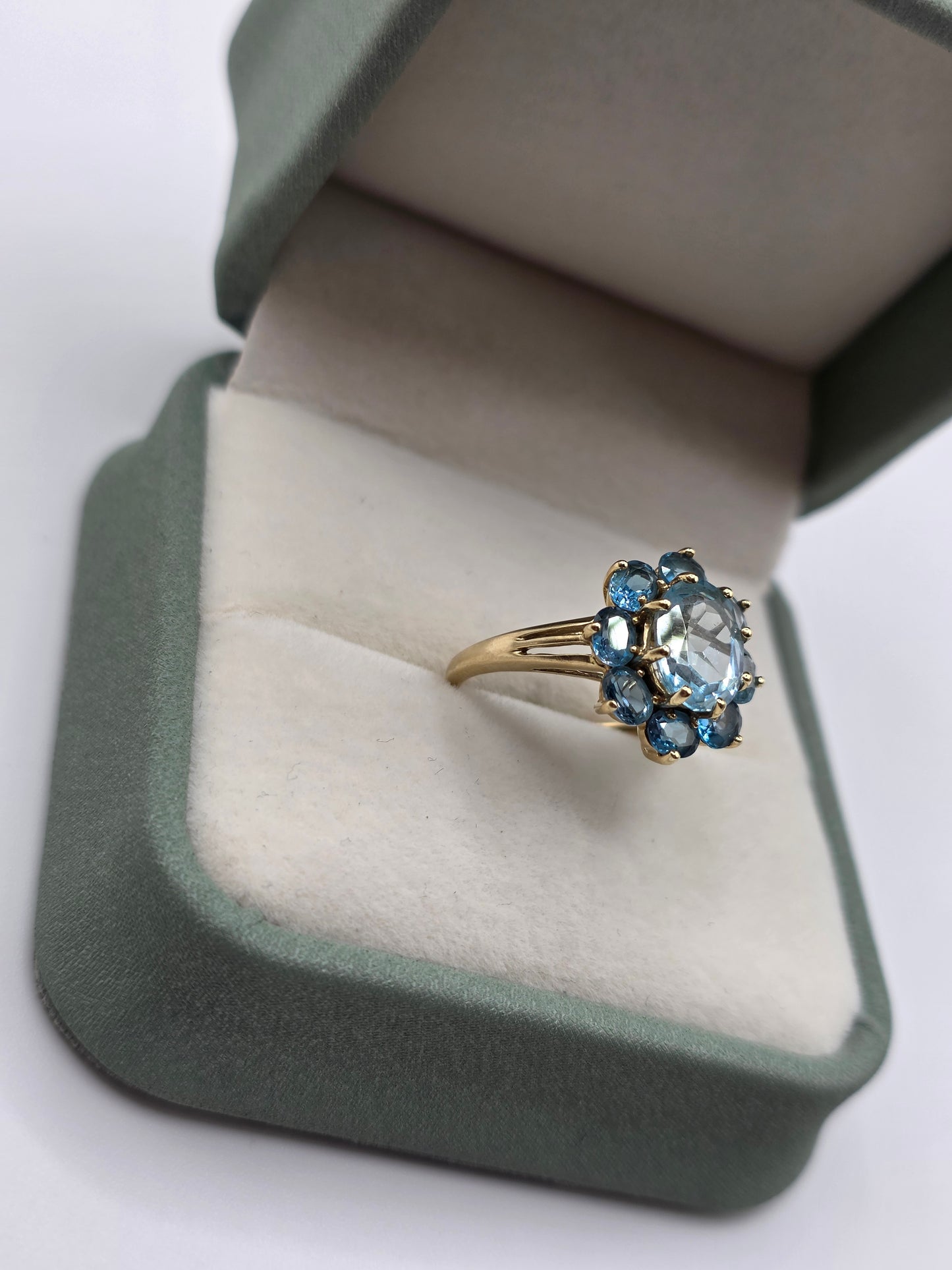 9ct gold aquamarine and topaz ring