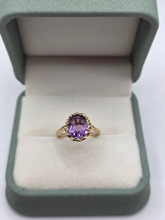 9ct gold amethyst ring