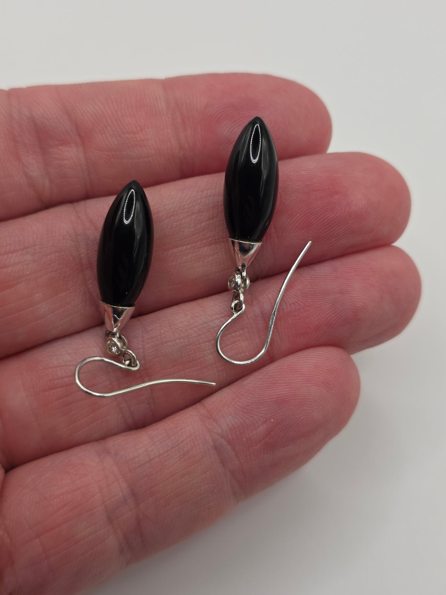 9ct gold onyx and diamond earrings