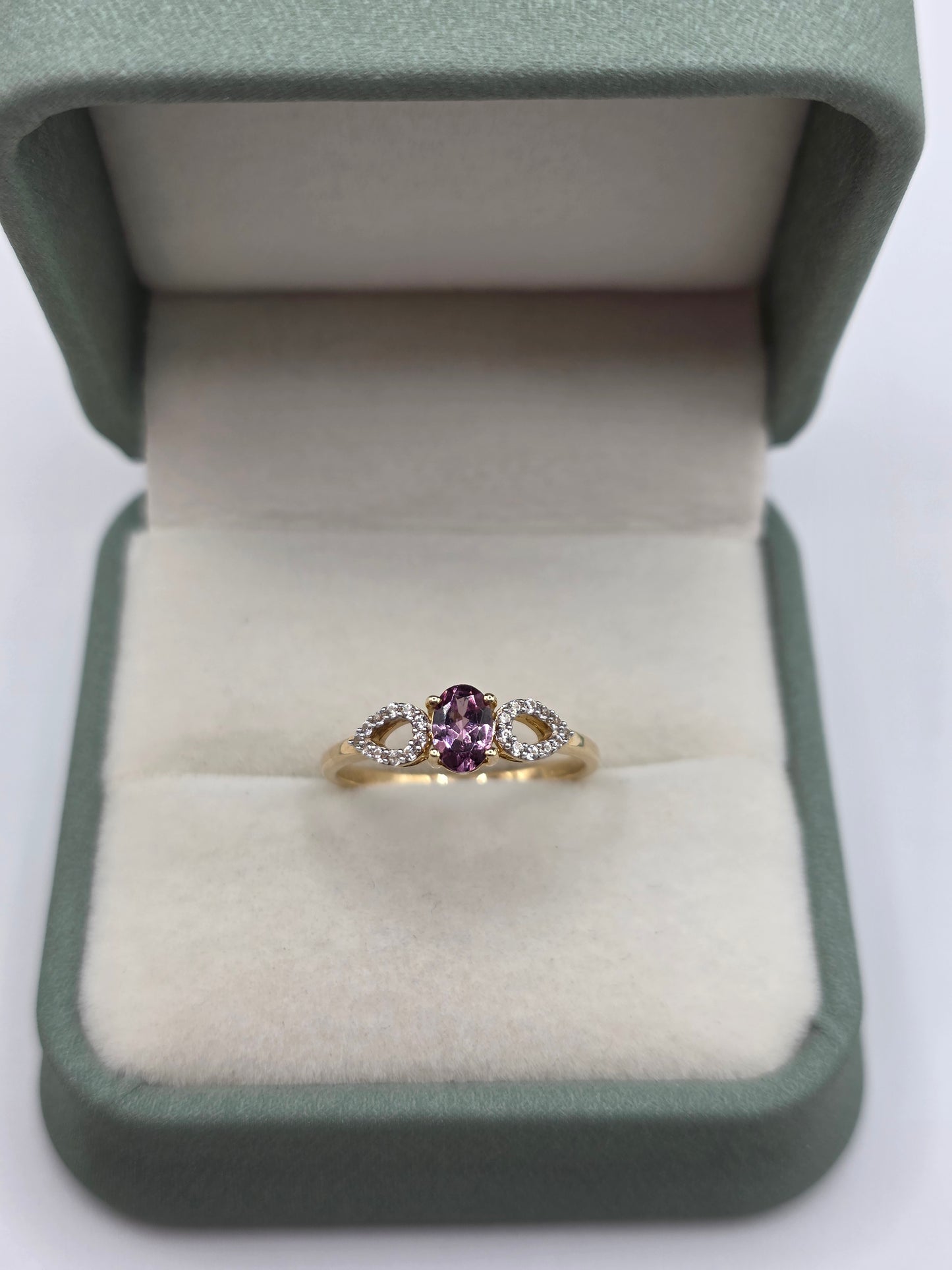 9ct gold tourmaline and zircon ring