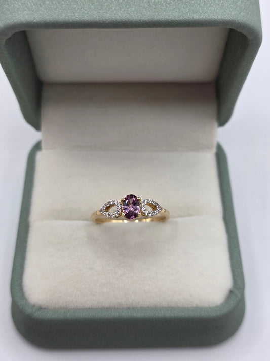 9ct gold tourmaline and zircon ring