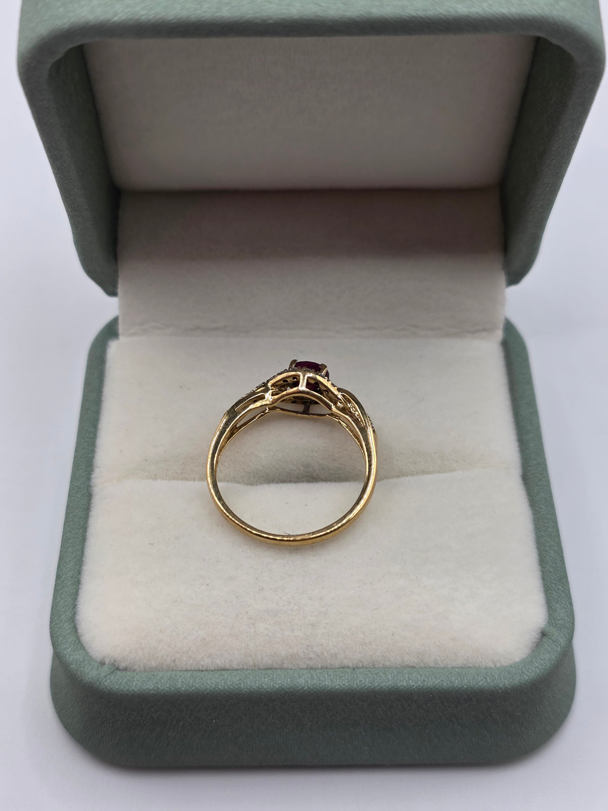 9ct gold ruby and diamond ring