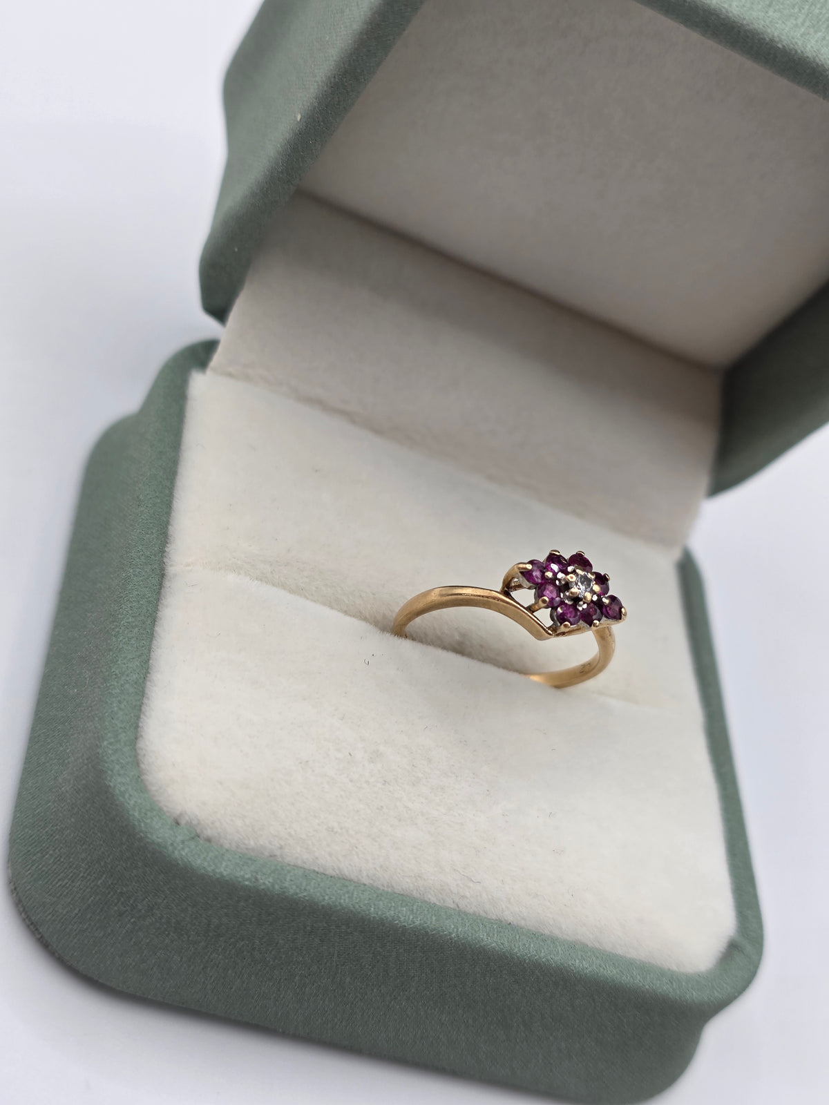9ct gold ruby and diamond ring