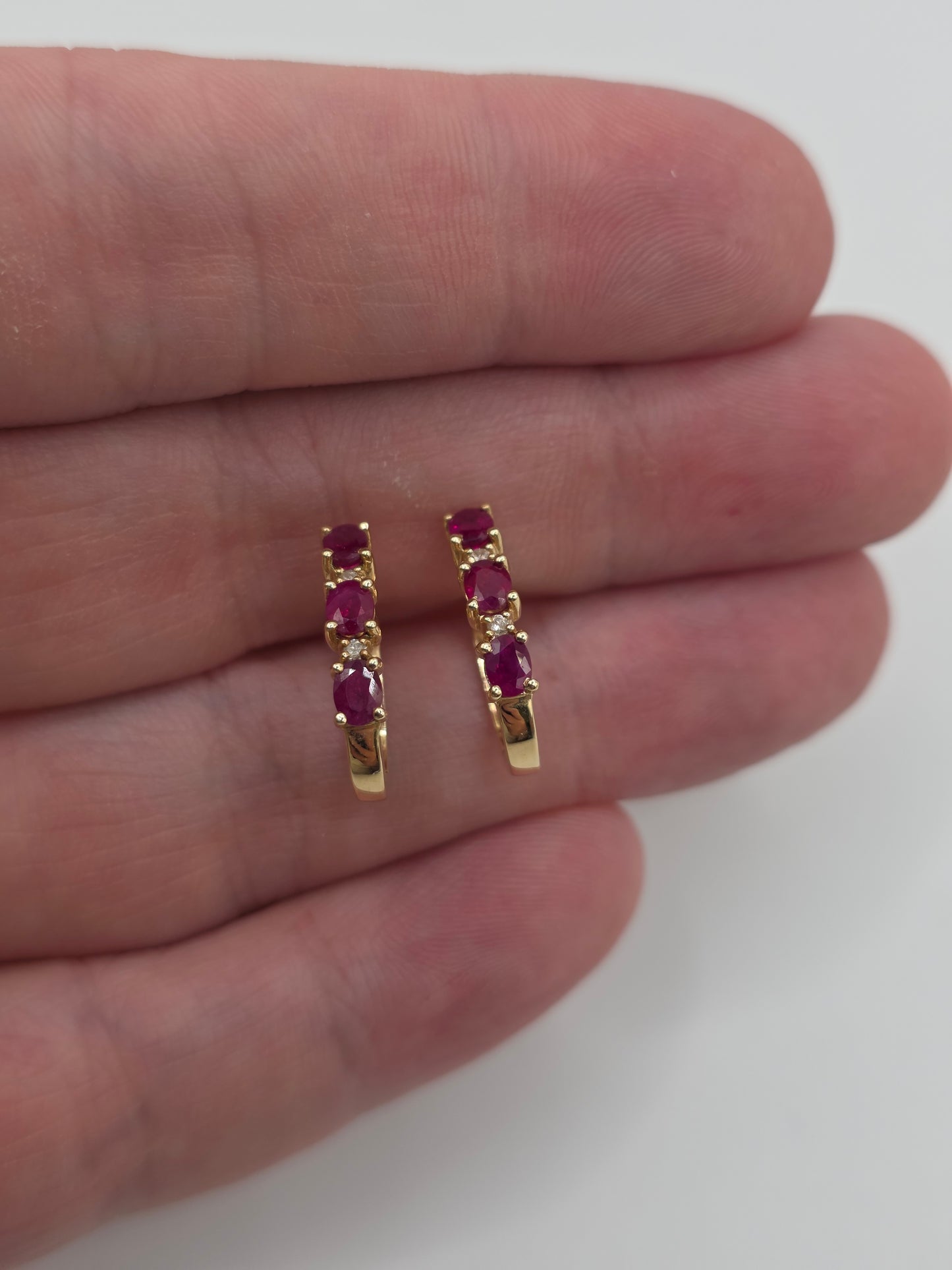 14ct gold ruby and diamond earrings