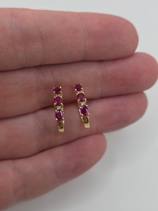 14ct gold ruby and diamond earrings
