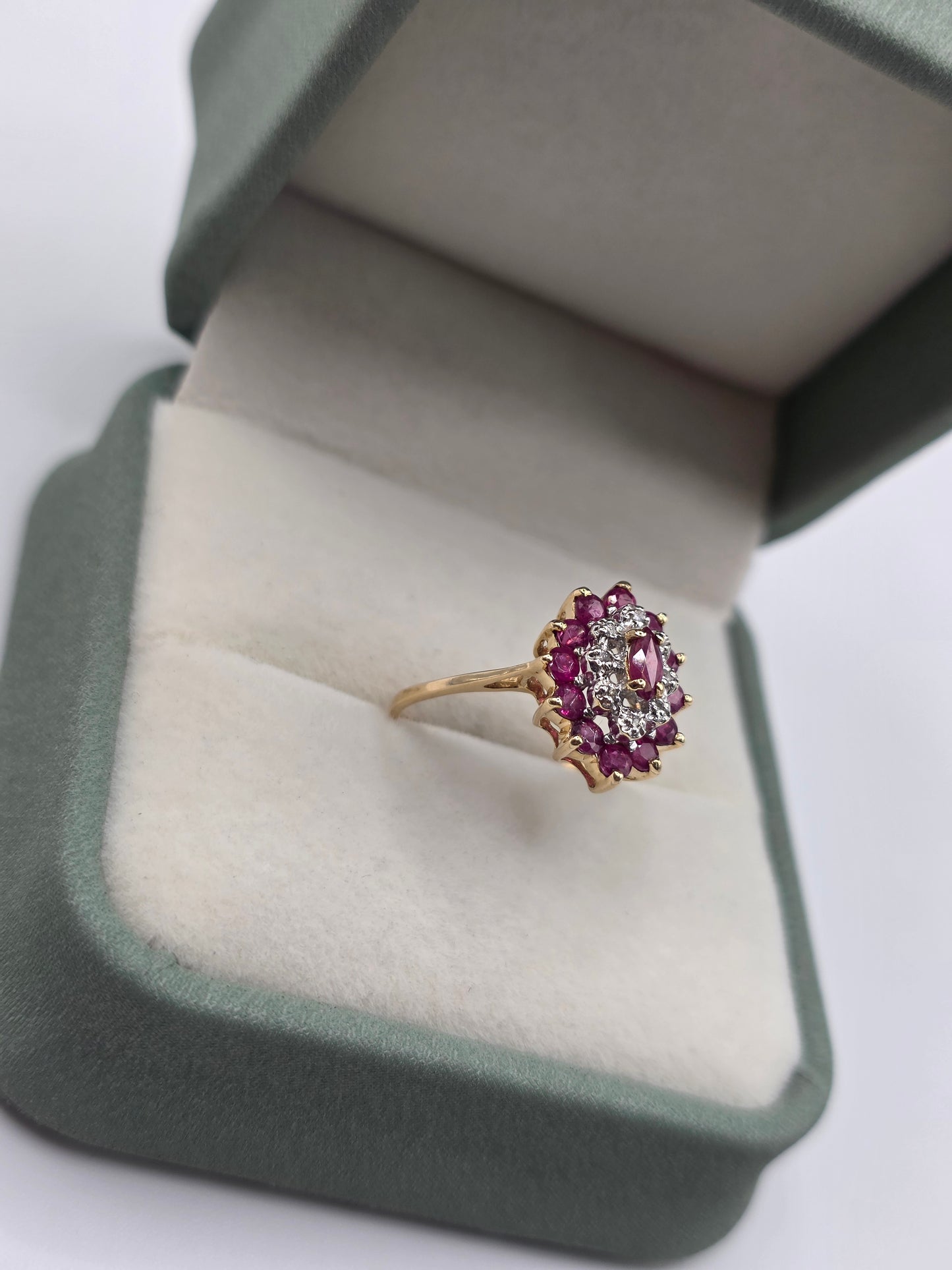 9ct gold ruby and diamond ring