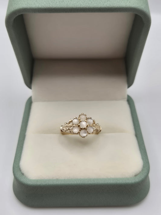9ct gold moonstone cluster ring