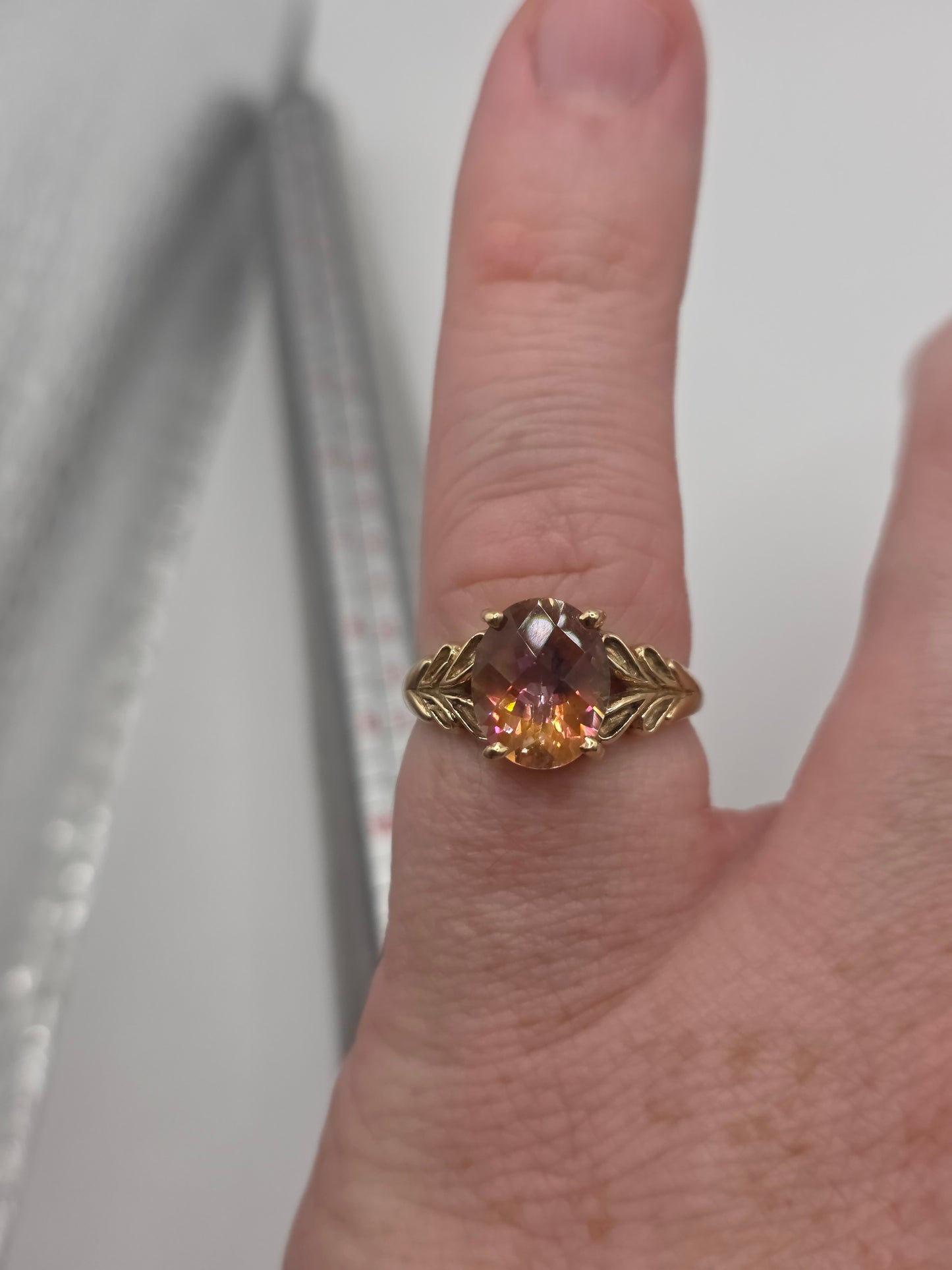 9ct gold mystic topaz ring