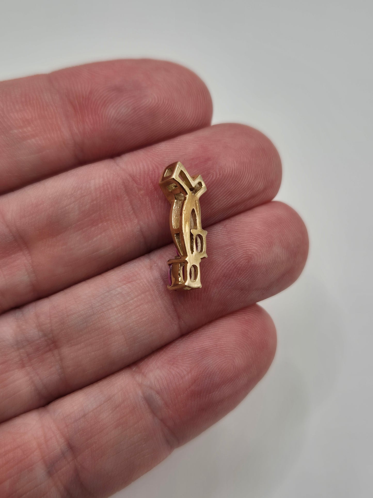 9ct gold pink topaz and diamond pendant