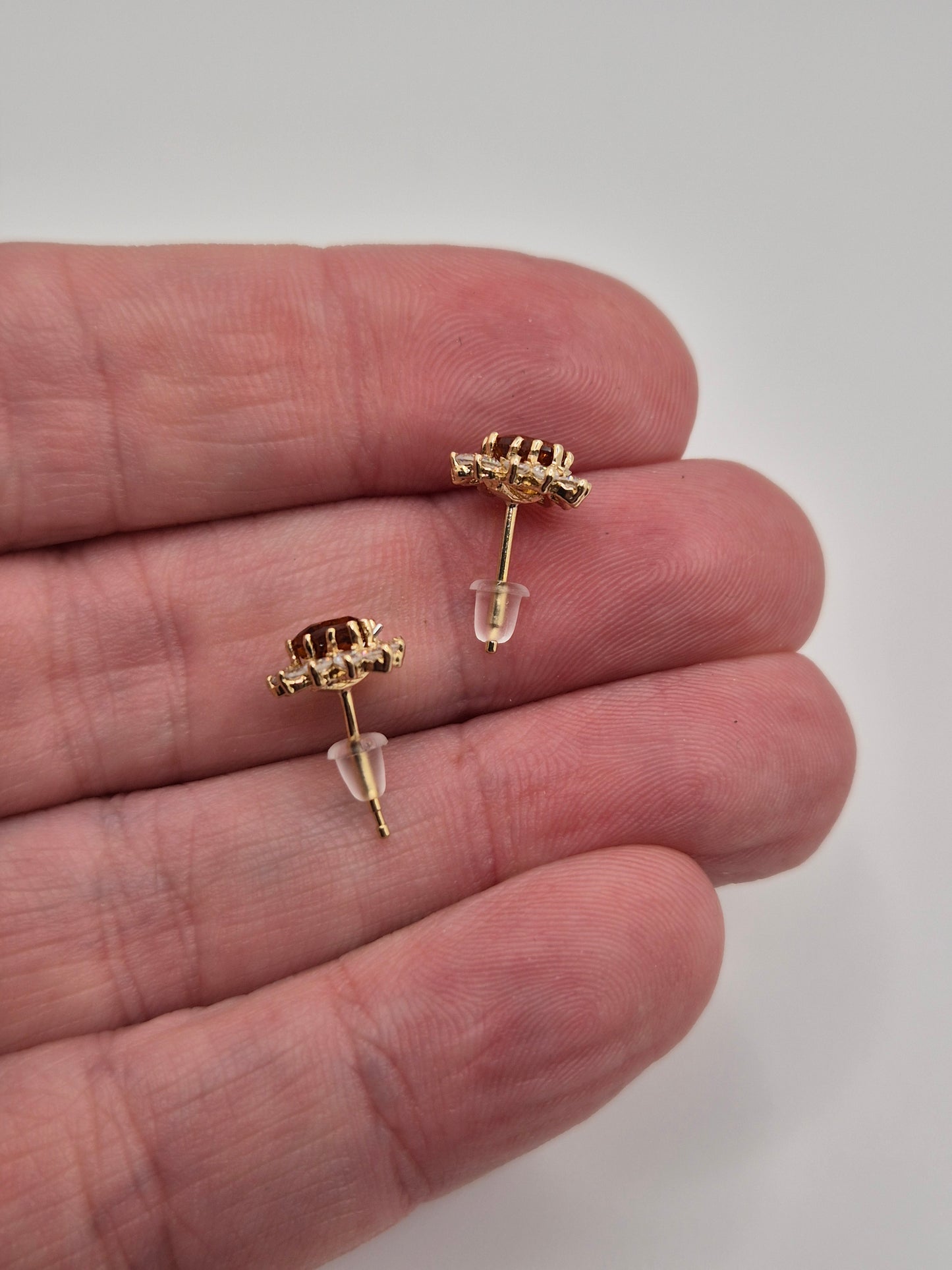 9ct gold citrine and zircon earrings