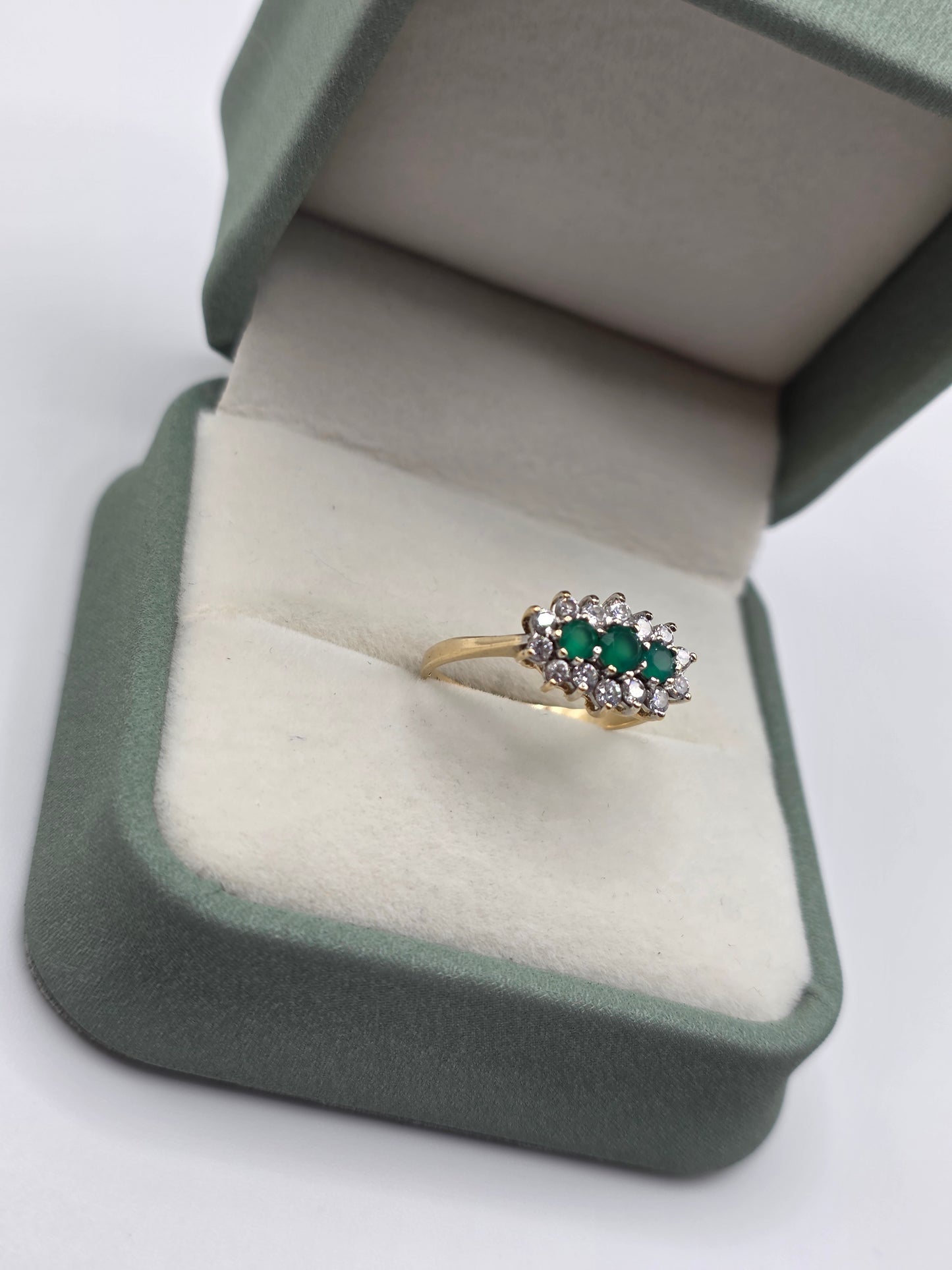 9ct gold emerald and cz ring