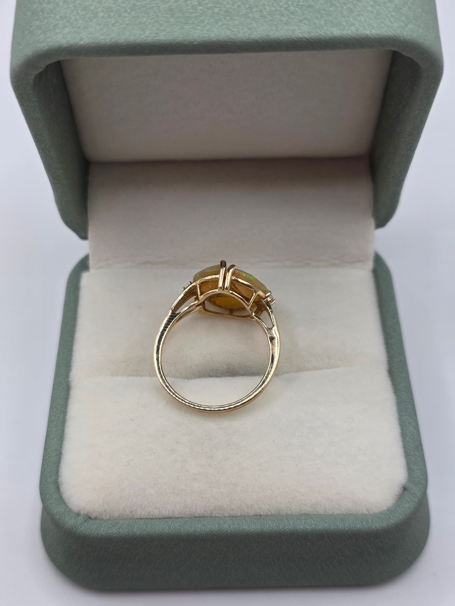 9ct gold opal and zircon ring