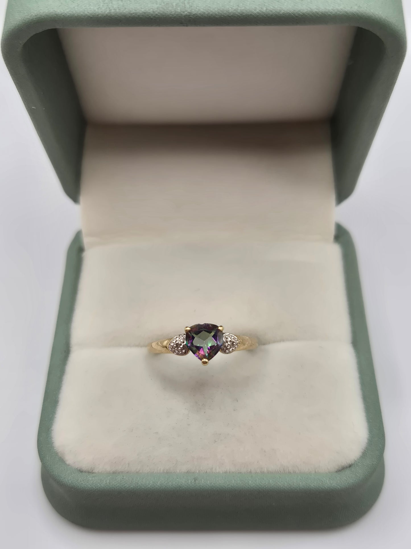 9ct gold mystic topaz and diamond ring