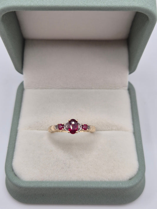 9ct gold ruby and diamond ring